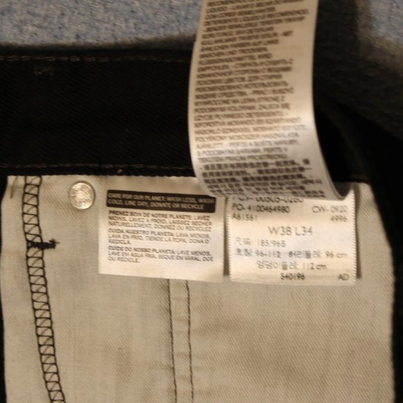 New Levi's Men's 505 Regular Fit Jeans, Black,Sz 38X34 - Picture 5 of 5